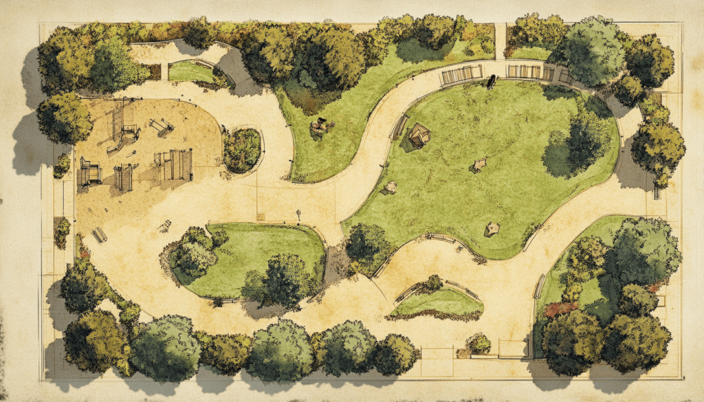 image of a dog park blueprint